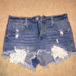 Jean Shorts With Lace Detail